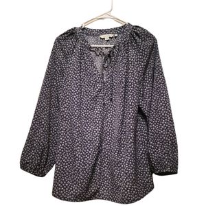 Boden Blue Polly Bell Sleeve Bohemian Peasant Crease Free Blouse Sz 10